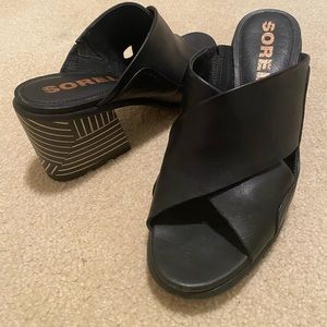 Sorel Black Nadia Mule block heel